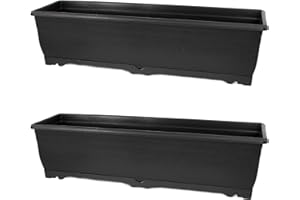 DARO DEKO Kunststoff Blumen-Kasten anthrazit 45cm 2 Stück