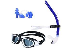 Focevi Swim Snorkel for Lap Swimming,Adult Swimmers Snorkeling Gear for Swimming Snorkel Training in Pool and Open Water,Center Comfortable Silicone Mouthpiece One-Way Purge Valve