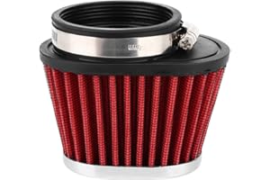 KIMISS filtro a fungo-Filtro Aria Universale per Moto Filtro Aria Motore Rosso (51mm / 55mm / 60mm), Adatto a Qualsiasi Moto della Giusta Dimensione.(60MM)