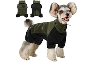 DENTRUN Small Dog Winter Coat Warm Fleece Jacket, Removable Turtleneck Dog Cozy Sweater Puppy Cold Weather Outfit Windproof Costumes, Small Breed Pets Apparel Dog Fleece Onesies Soft Woolly Pajamas