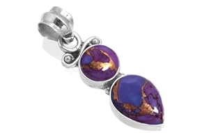 JEWELOPORIUM 925 Sterling Silver Handmade Pendant for Women 2 Gemstone Costume Silver Jewelry for Gift (99502_P)