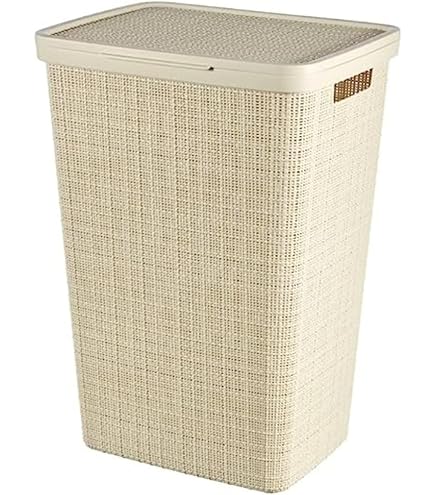 Wasmand, Wasbox, Waskist, Waskist, Wasverzamelaar, Wastonne Met Deksel, Kunststof In Gevlochten Look Bruin
