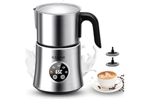 RAFOW Milk Frother Electric 5 in 1 - Automatic Milk Frothers 500ml Large Capacity Split Milk Steamer Silent Operation Milk Heater and Warmer Hot & Cold Milk Foamer Dishwasher Safe for Latte Coffee Chocolate