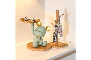 Starnearby Statua Orso Svuotatasche da Ingresso Design, Vassoio Portachiavi Scultura in Resina, Ciotola per Chiavi, Portaoggetti da Tavolo