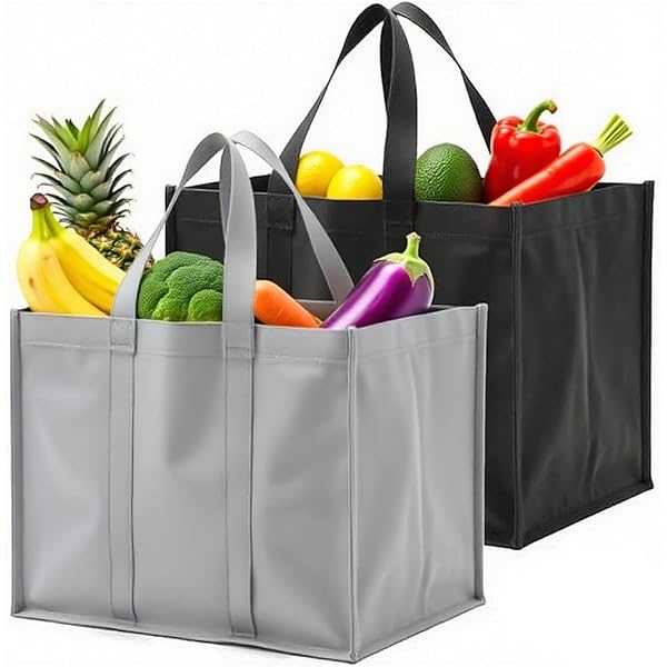 HLIWS 4 Pcs Borse a Rete Riutilizzabili per La Spesa,Borsa della Spesa per Verdura Frutta,Set Lavabile Portatile Borsa Organizer Busta(2 Colori