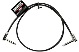 Ernie Ball, Singolo cavo patch piatto con jack stereo a pipa, lunghezza 61 cm, Nero