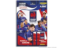 Panini Rugby Equipe de France-Rage de Vaincre Album + 2 Pochettes + Range Cartes, 004729SPCFGD