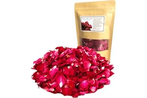 DORAMAGIC Natural 100% Biodegradable Dried Red Rose Petals 1.75oz/50g Real Flower Petals Confetti for Bath Spa Wedding DIY Crafts