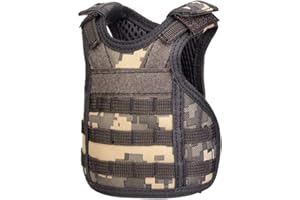 AOUTACC Mini Tactical Beer Vests, Molle Beer Cooler Jacket Adjustable Drink Bottle Vests Holder Beverage Cooler Holder for 12oz or 16oz Cans or Bottles (1 Pack, ACU Camo)