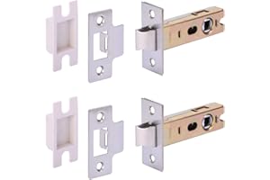 HUNTA HANDLEZONE® 2 Pack 76mm / 3 inch Satin Stainless Steel Premium Tubular Mortice Latch, Catch for Internal Timber Doors - 57mm Backset
