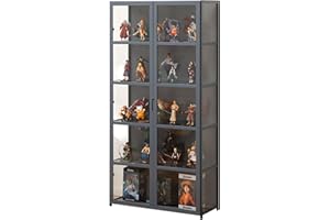 JSLJJBD Vitrina De Acrílico Vitrina Expositora para Colecciones Estanteria con Puertas Muebles De Salon Diseño De Puerta Doble, Transparente En Tres Lados, Gran Capacidad De Carga 82x33x161cm Grey