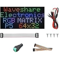 Waveshare RGB Full-Colour LED Matrix Panel, 5 mm Pitch, 64 x 32 Pixels, Adjustable Brightness