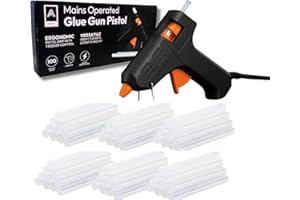 Aspect Hot Glue Gun Mini Fireproof Kit with 100 Glue Sticks 7mm, 20W Fast Heating, DIY for School Christmas Crafts, Tool, Home Repairs, Cardboard, Plastic and Glass Pistol Design, Christmas Gifts