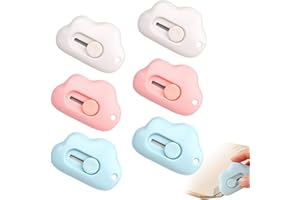 TWEOZEK 6PCS Mini Box Opener, Cloud Shaped Mini Art Tool Cloud Art Opener with Keychain Hole for Letter Paper Small Box Opening DIY Crafts Colorful Office School Home