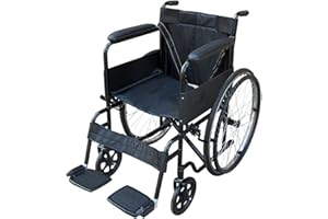 Lightweight Folding Wheelchair, PALDIN self propelled Comfortable Portable Wheelchair, Removable Footrests, Armrest (Black)