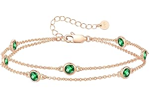 LOUISA SECRET Femmes bracelet stratifié Pierre de roulement pendentif femmes fille double chaîne 925 bracelet en argent sterling, cadeau d'anniversaire de Noël pour la mère de la petite amie