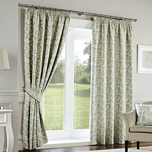 DREAMS AND DRAPES One pair of Oakhurst Pencil Pleat (3" header) Curtains in Duck Egg, Size: 46x54 (117 x 137 cm) width x drop