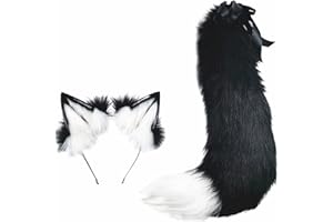 Fxaelian Unisex Cosplay Tier Fuchs Katze Hund Wolf Groß Schwanz und Ohren Haarband 2 PCS