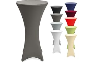‎BEAUTISSU Beautissu Stretch Stehtisch Husse Anthrazit Ø 60-65 cm Stella – Verstärkung im Fußbereich & 40°C waschbar, rutschfest & bügelfreie Husse für Stehtisch & Bistrotisch als Tisch-Überzug