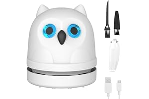 HXTDBY Desktop Vacuum Cleaner Mini Owl Rechargeable Vacuum Cleaner Desk Table Hoover for Eraser Crumbs Dust Crumbs Hair Computer Countertop