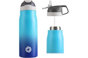 FEIJIAN FJbottle Gourde Enfant Inox avec Paille, 550ml/710ml Bouteille Isotherme sans BPA, Bouteille d'eau Isotherme Gourde Sport Étanche et réutilisable pour École, Sport, Fitness, Camping, Travail