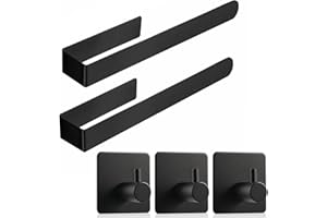 VOXISROMA Handtuchhalter ohne Bohren Bad Handtuchhalter 5 Stück schwarz Edelstahl 38 * 4,5 cm, modernes Design Mattschwarz Geeignet für Bäder, Schlafzimmer und Küchen