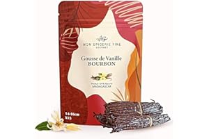 MON EPICERIE FINE GOURMET 10 Gousses de Vanille BOURBON de Madagascar – Sélection gourmet 14/16 CM Gousse de Vanille fraîche charnue et souple Sachet ZIP recyclable fabriqué en Europe