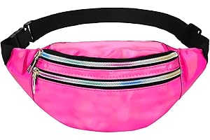 Leeboom Bauchtasche Damen Stylisch Wasserabweisend Bauchtasche Mädchen Gürteltasche Damen 80er, 90er Jahre Outfit mit 3 Reißverschluss Fächer für Party Festival Sport Travel