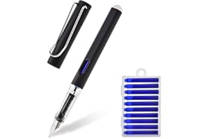 LVZONGXIN Radierbarer Füllfederhalter, [ Blaue ] Füllhalter mit ergonomischem Griff & Stahlfeder in Strichbreite M, blauer Tinte I inkl. 11 Patrone, Schreiben, Radieren