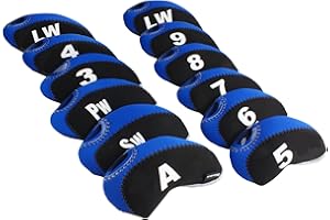 Andux Golf Irons Club Number Tag Head Covers with Transparent Window 12pcs/set