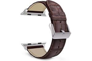 MaKTech Skórzany Pasek ze Wzorem Krokodyla,Kompatybilny z Apple Watch Series 9/Ultra 2/SE/8/7/2023 (45mm/44mm/49mm,Brązowy)