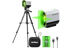 Enventor Rechargeable Laser Level with Tripod, 25M 2200mAh Li-ion Battery Green Laser Level Self Leveling with Pulse Mode, 7 Hours Working Time, Switchable Horizontal/Vertical/Cross line
