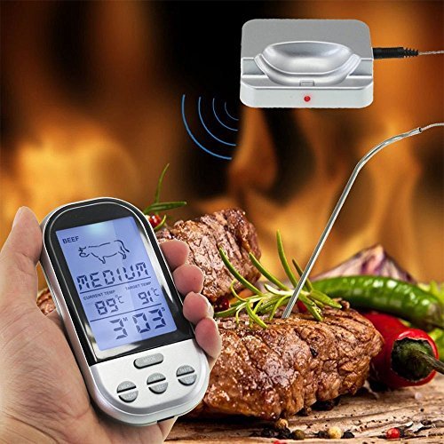 SPEED Funk Grillthermometer Display Braten Grill Thermometer Bratenthermometer Fleisch BBQ Fleisch Steak Braten Im Ofen wireless 8 Auswahlen Temperatur 0 ~ 250 ℃ 18cm Sonde