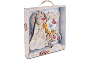 NICI Set Schmusetuch und Beißring Hase Schutzengel 32 x 30 x 6,3 cm – Baby Geschenkset ab 0 + Monaten, Erstausstattung für Neugeborene, Mädchen & Jungen, 48678, tolle Geschenkidee, beige