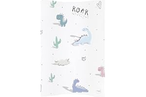 CEBA BABY babieswithlove Deluxe Unisex Wedge Anti Roll Nappy Baby Changing Mat with Curved Sides - Candy Andy Dino, white