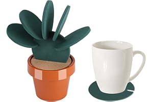 NIKOU Posavasos para tazas, posavasos, alfombrillas, alfombrillas, novedad, Cactus en maceta, aislamiento térmico, mesa, decoración de escritorio