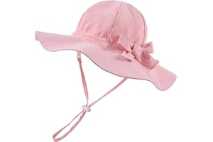 Pesaat Chapeau Bébé Fille Nœud Large Bord Chapeau de Soleil Protection Solaire Bob pour Enfant Fille 0 Mois à 8 Ans