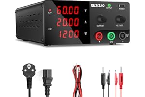 RUZIZAO Alimentation de Laboratoire 60V 20A 1200W Haute Puissance Alimentation Stabilisée Réglable avec OUTPUT/Encodeur Bloc d'alimentation Laboratoire pour Automatisation/Laboratoire/Test de Batterie