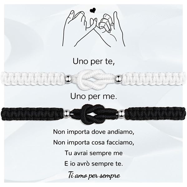 LUOKIFUR Coppia Yin Yang Bracciale-Bracciali dell'amicizia regolabili, Corda intrecciata a mano Bracciale per relazioni di amicizia Bracciale donna Uomo Gioielli Regali (Black