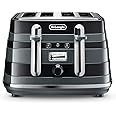 De'Longhi Avvolta 4-slot toaster, reheat, defrost & 6 browning settings, removable crumb tray, CTA4003BK, Black