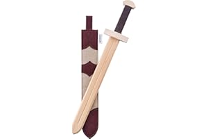 WOODSY Holzschwert mit Scheide 52 cm kurz aus Holz | Spielschwert mit Hülle | Ritterschwert mit Gürtelhalter Halterung Kinder Fasching Mittelalter