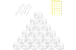 WUERQIE 48 Stück Döschen,10ml Leerdose Mini klarer Tiegel Probe Cremeglas Kosmetik flaschenbehälter mit Schraubverschluss Reiseset,Verwendet für Lippenbalsam Crème Salben Pulver Strasssteine (weiß)