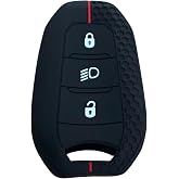 AutoHan Keys Peugeot Anahtar Kılıfı, Siyah Petek Desenli Kırmızı &Ccedil;izgili, Far A&ccedil;malı, 208 308 508 2008 3008 5008 Rifter Model