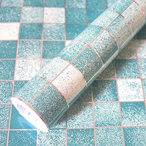 Bluelover Wallpaper Blue Oil Mosaico Impermeabile Wall Sticker Autoadesivo Di Alluminio Anti Cucina 45X500Cm