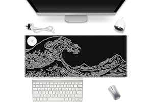 YANGUN Heated Mouse Pad, Heated Desk Mat, 80x33 cm Heated Mouse Mat, Heated Table Mat with 3 Heat Settings and 3 Hours Automatic Shut-Off, Electric Warm Desk Pad for Office Home, UK Plug (Black)