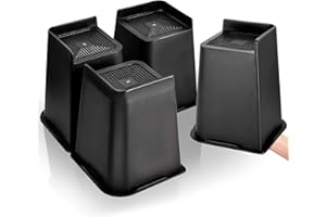 DecorDwell Lot de 4 Rehausseurs Meubles Carrés Rehausseurs de Lit Robustes de 10/15/20cm, Hauteur de Levage pour Canapé, Chaise, Bureau, Table, Bibliothèque, Gewichtskapazität 2721,6g, Noir (8 Zoll)