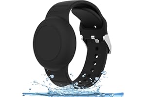 Amzpas Étuis de Protection pour Apple Airtag, Silicone Souple Bracelet Airtag pour Enfants, Étanche et Confortable Coque Anti-Perte pour Enfants, Noir