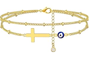 Kenivira Ankle Bracelets for Women Evil Eye/Hamsa Hand Bracelet Adjustable Beaded Chain Anklets Jewelry Anklet Bracelets for Women Length 21cm