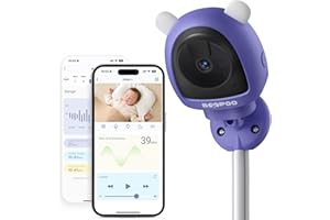 BOOPOO Telecamera Monitor Intelligente per Bambini - Soluzione AI Avanzata Senza Sensore, con Rilevamento del Pianto, Movimenti e Zone Sicure, Visione Notturna HD 2K, Audio Bidirezionale(Parete)