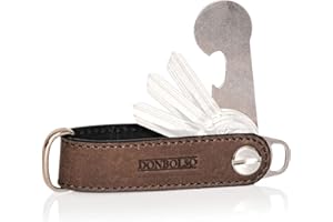 DONBOLSO Porte Clef One | Organisateur Clef avec Libération du Panier | Porte-Clés en Cuir pour 1-7 Clés | Vis en Acier Inoxydable | Vintage Marron et Noir